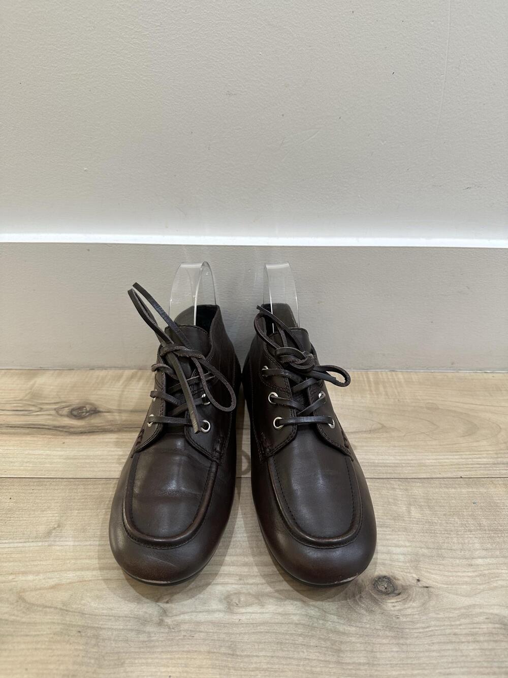 Jeffrey Campbell DECKS Shoes Womens Size 7.5 Brown Moccasin Flats Lace Up